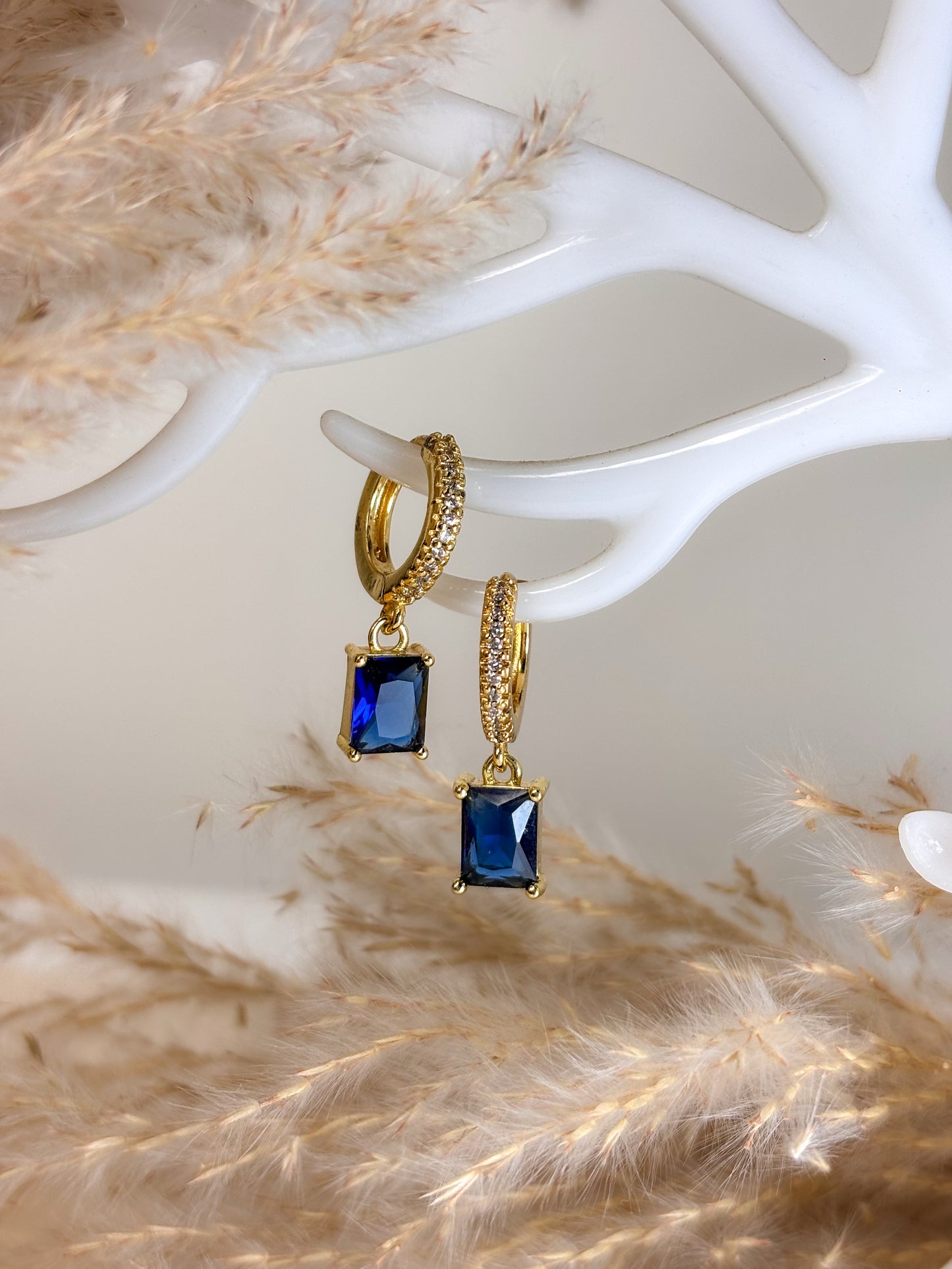 Blue Stone Drop Earrings - 18K Gold Plated | Waterproof | Anti-Tarnish