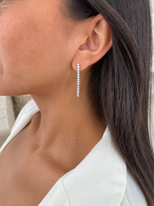 Tennis Rhinestone Earrings - 18K Gold Plated | Waterproof | Anti-Tarnish