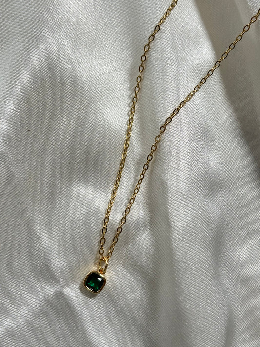 Emerald Square Pendant Necklace - 18K Gold Plated | Waterproof | Anti-Tarnish