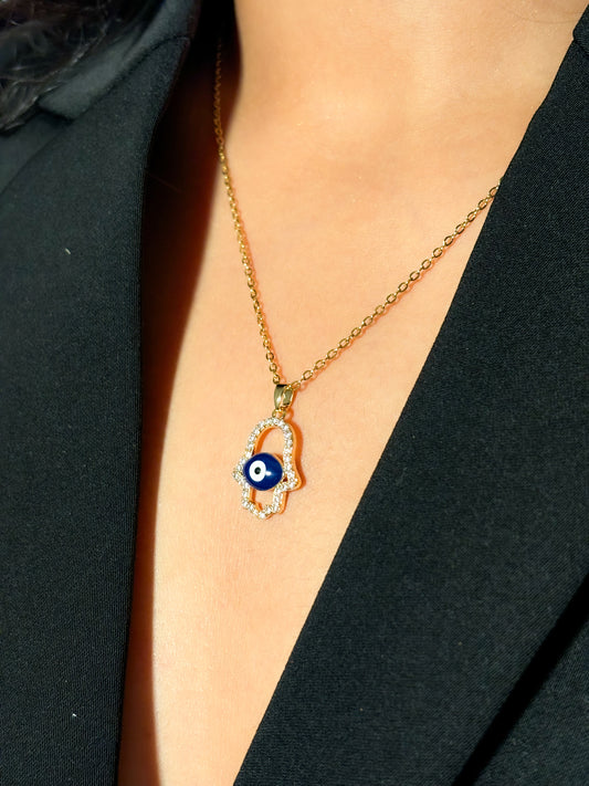 Evil Eye Hamsa Necklace - 18K Gold Plated | Waterproof | Anti-Tarnish