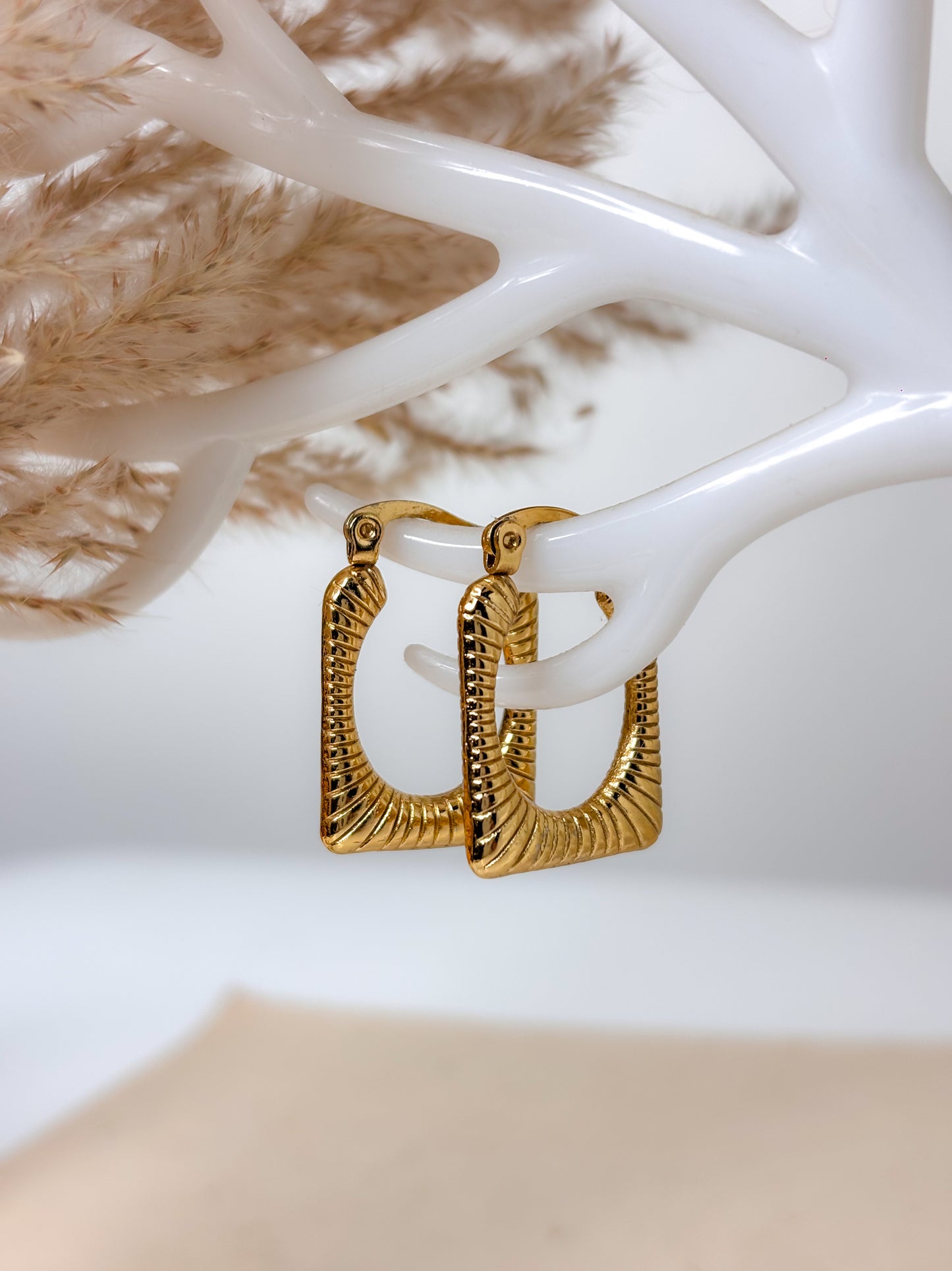 Nova Rectangle Hoops - 18K Gold Plated | Waterproof | Anti-Tarnish