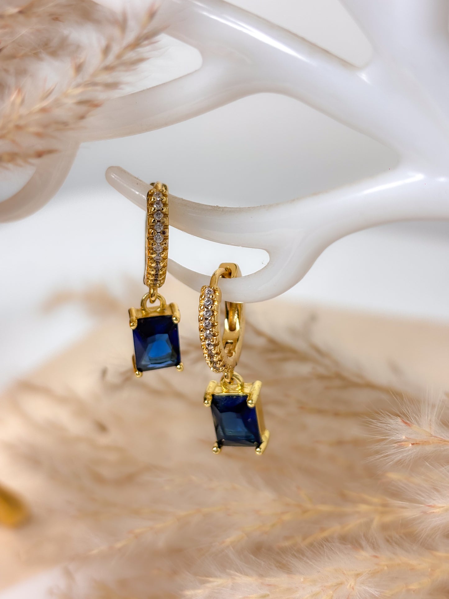 Blue Stone Drop Earrings - 18K Gold Plated | Waterproof | Anti-Tarnish