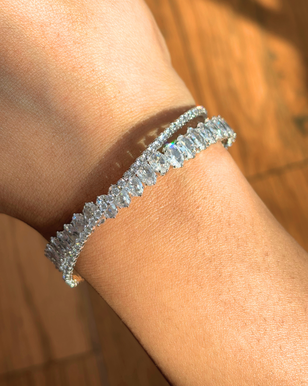 Diamond Baguette Cuff Bracelet | Waterproof | Anti-Tarnish