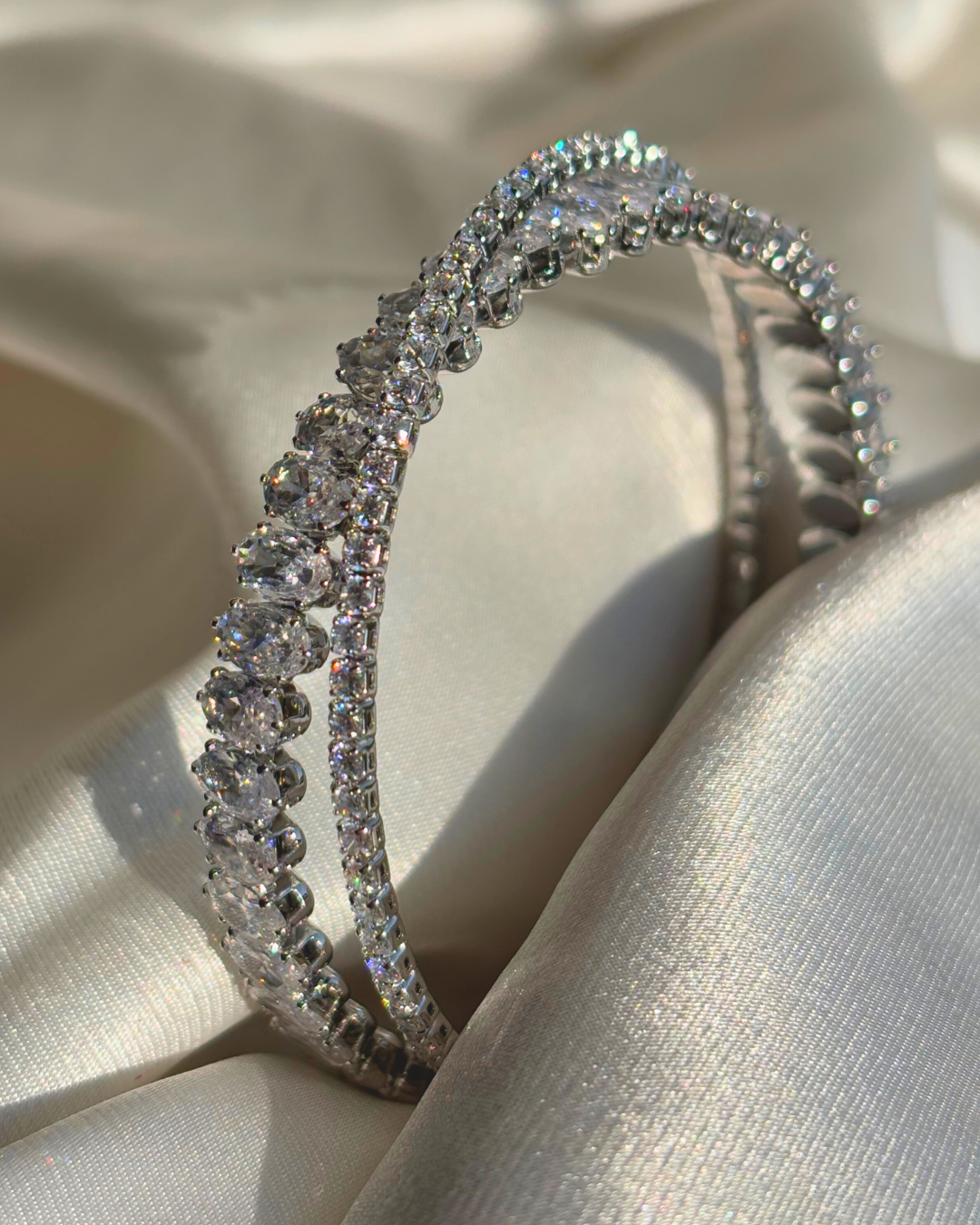 Diamond Baguette Cuff Bracelet | Waterproof | Anti-Tarnish