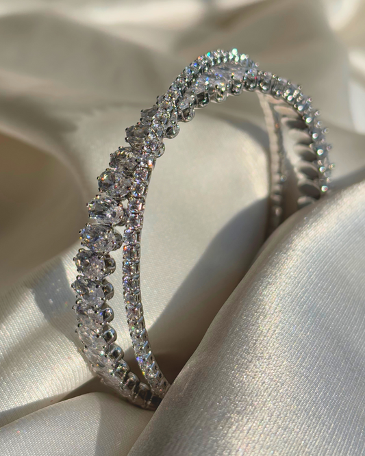 Diamond Baguette Cuff Bracelet | Waterproof | Anti-Tarnish