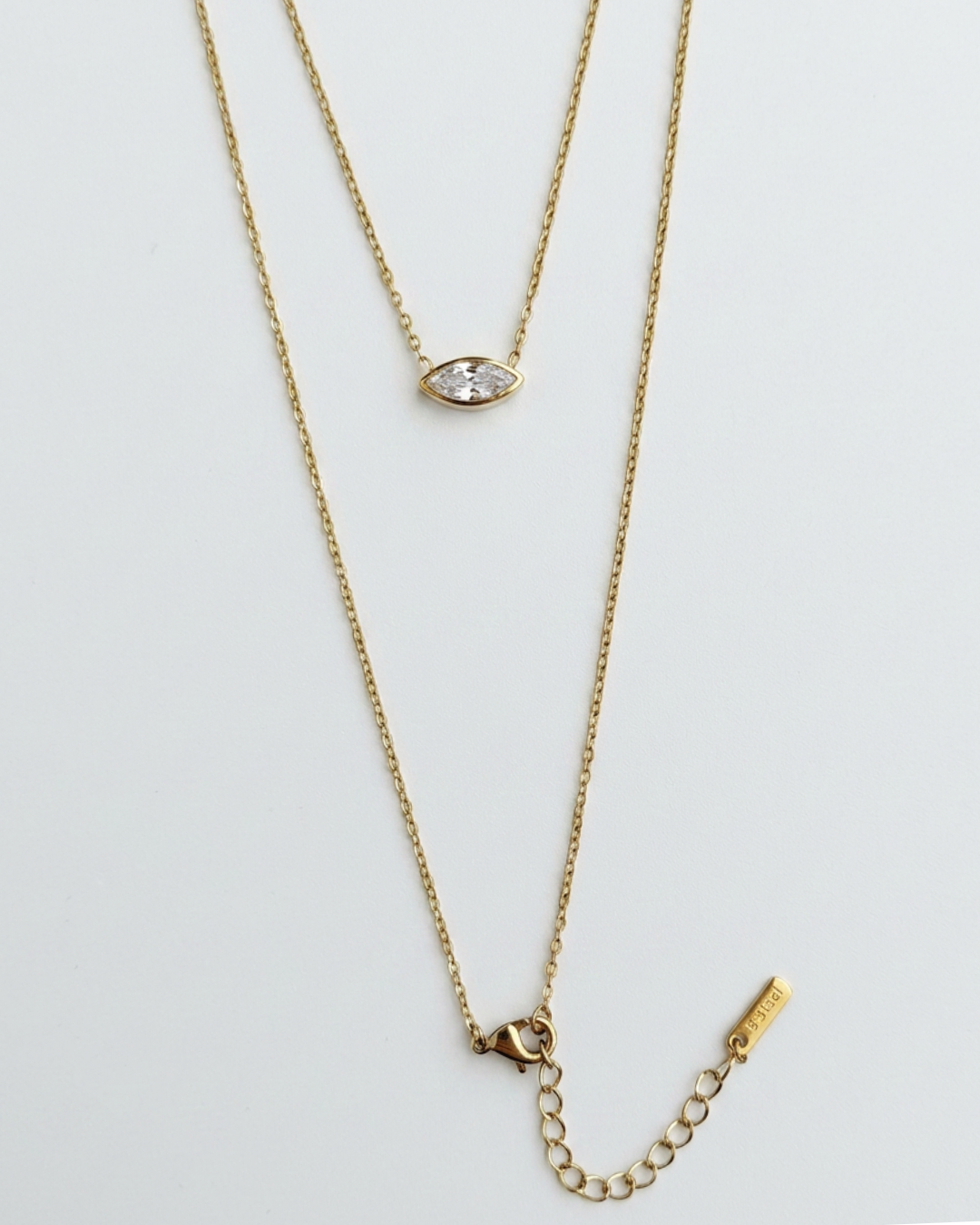 Almond Solitaire Pendant Necklace