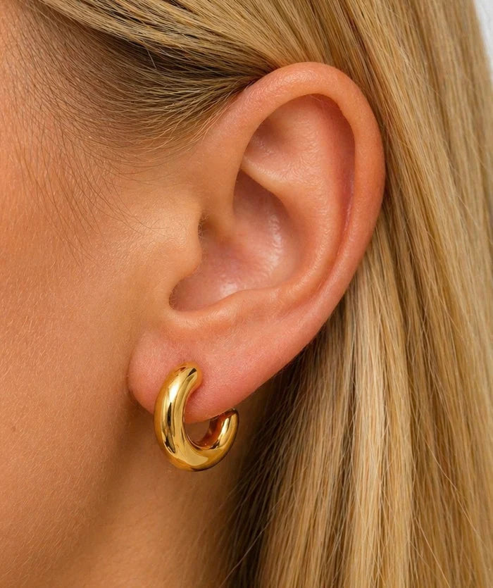 Minimal gold huggie earrings for daily wear