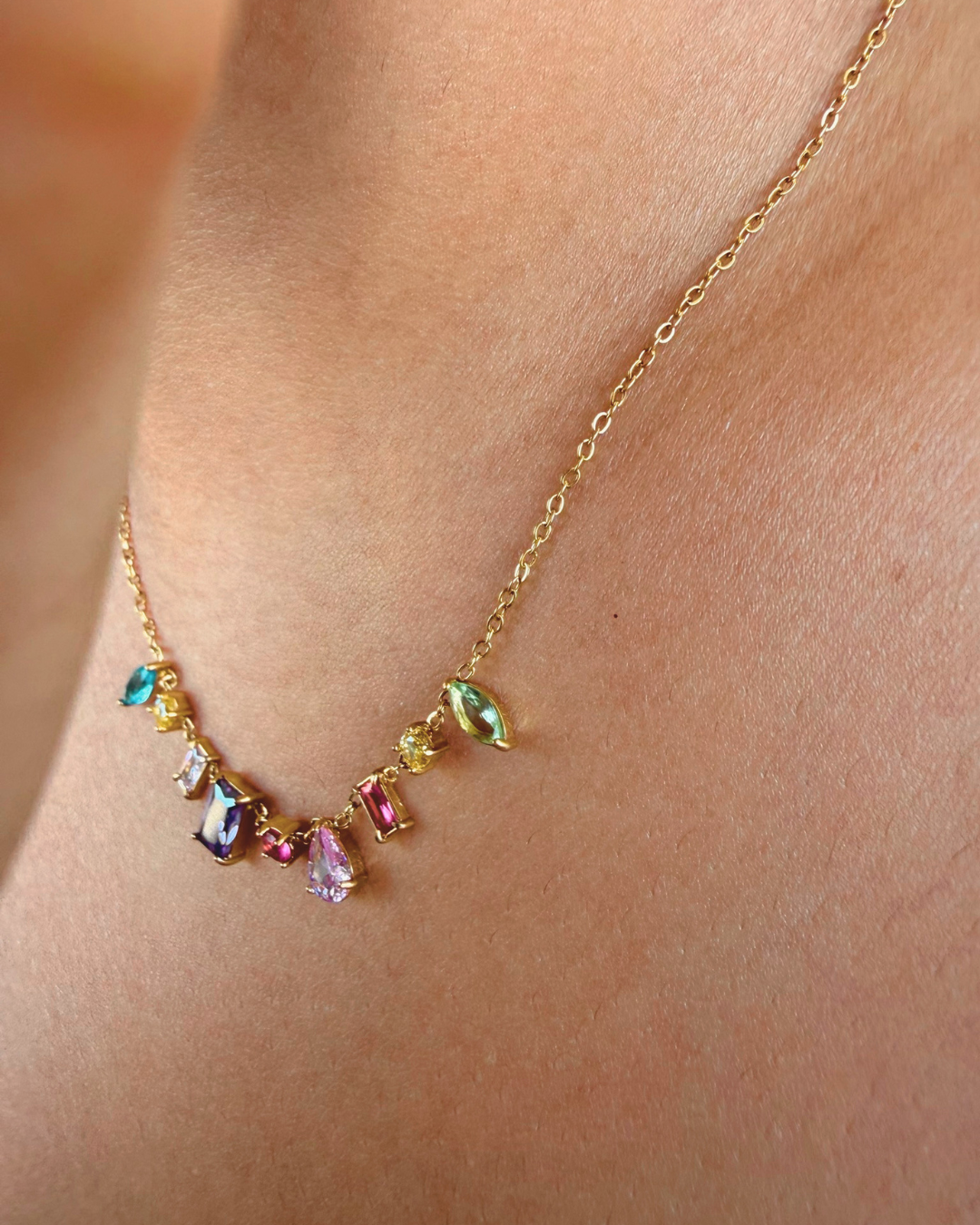 multi color multi stone gems necklace 