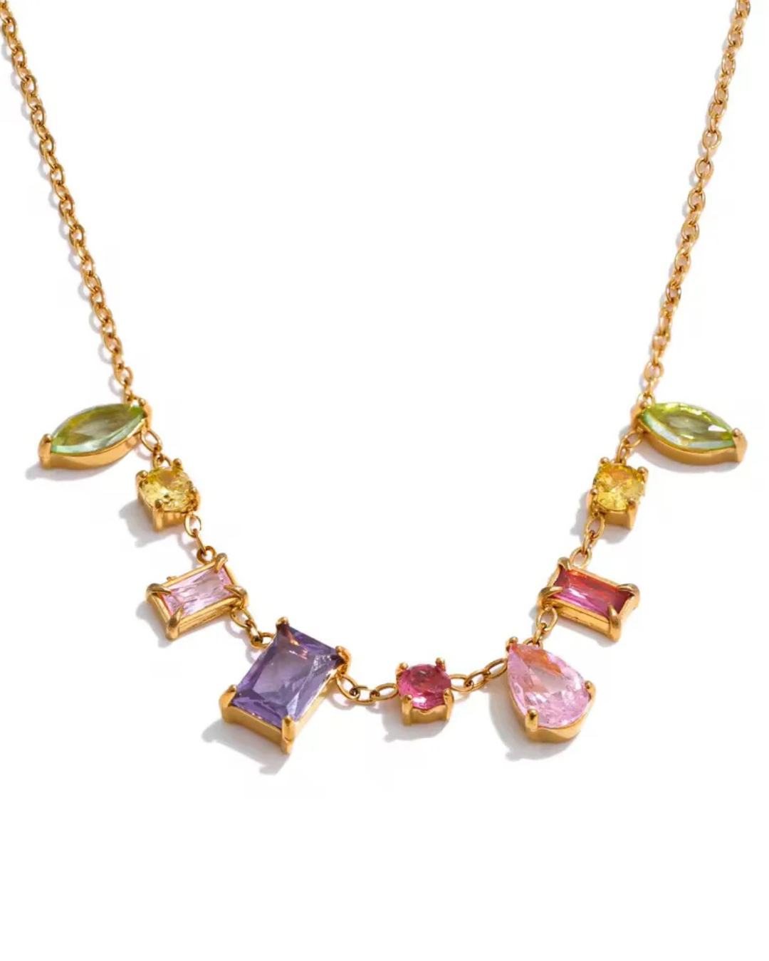 multicolored gem stones necklace 