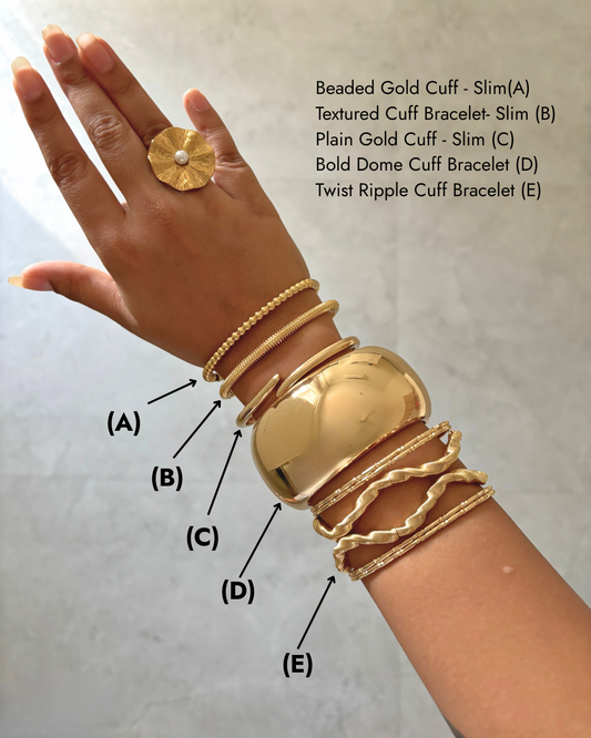 Aurea Stack – 18k Gold Plated Bracelet Bangles (Set of 5 or Buy Individually)