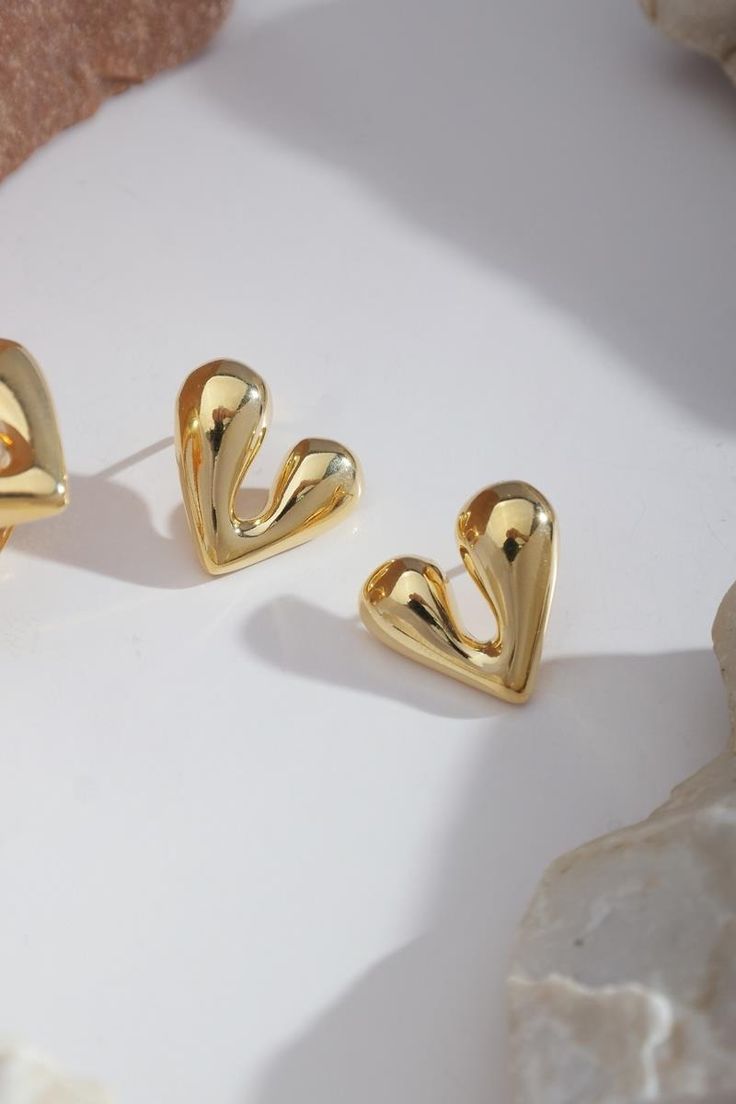 Chunky Heart Earrings - 18K Gold Plated | Waterproof | Anti-Tarnish