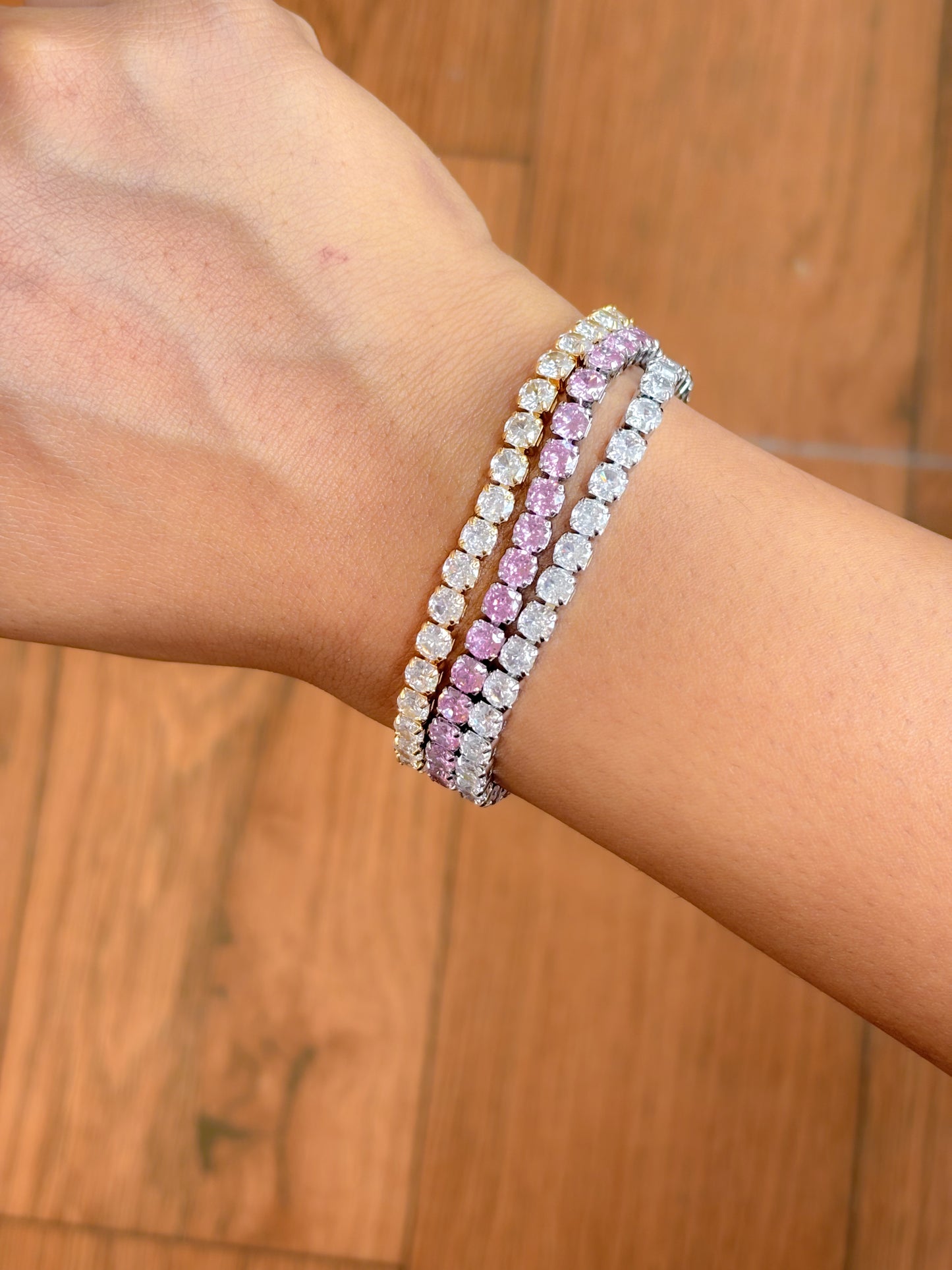 Classic Tennis Bracelet -  14 KT Gold Plated Rhinestone | 4mm | Waterproof | Anti-Tarnish
