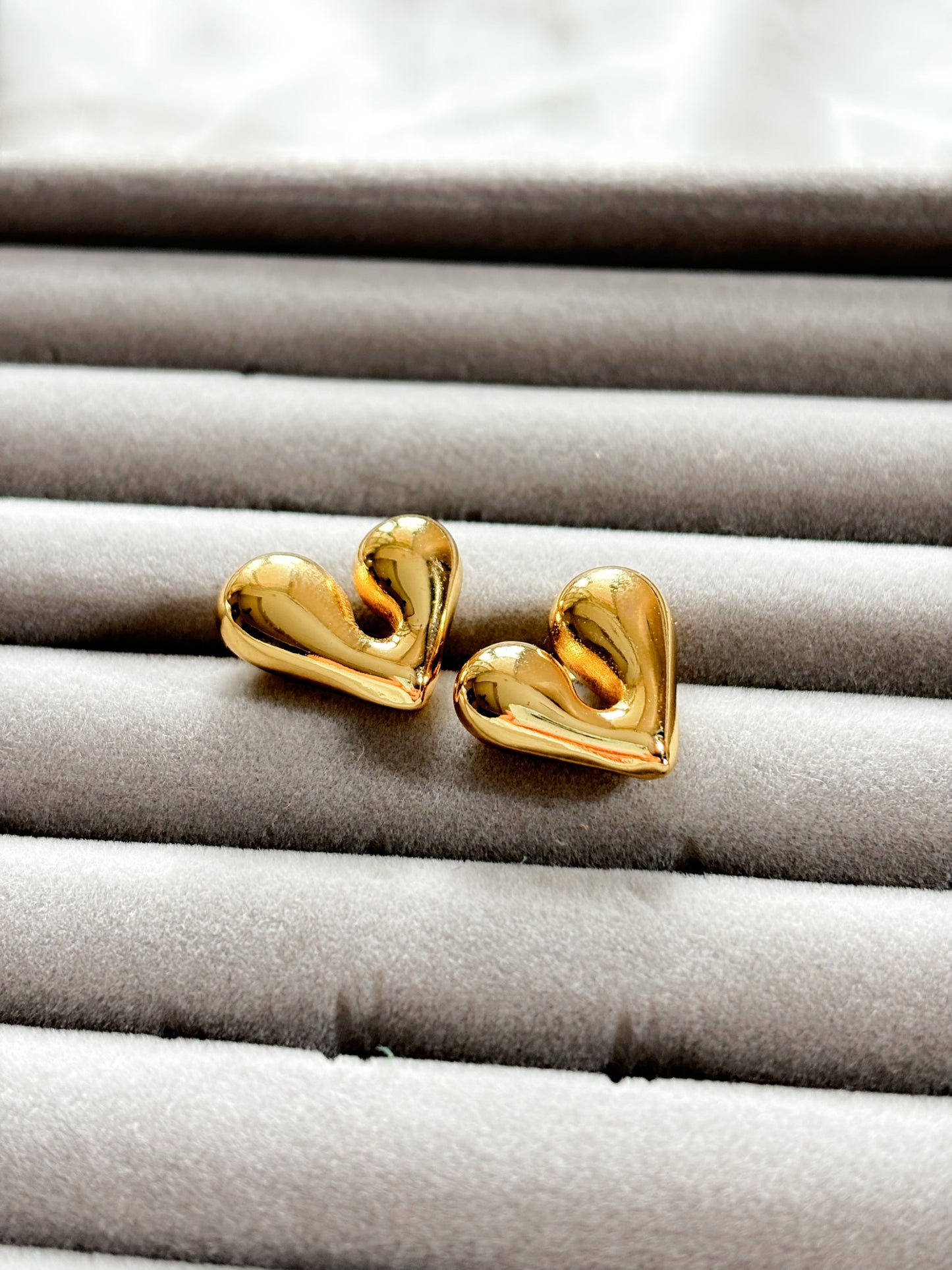 Chunky Heart Earrings - 18K Gold Plated | Waterproof | Anti-Tarnish
