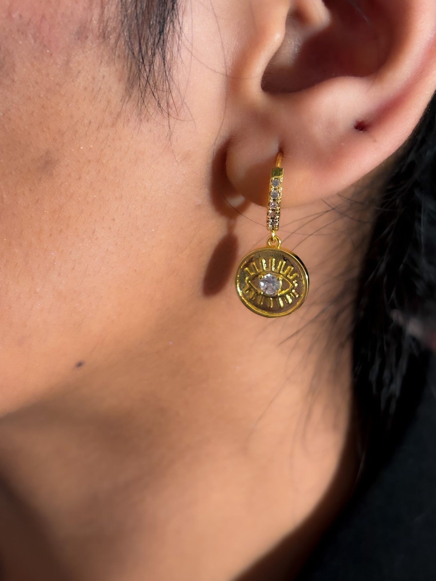Evil Eye Drop Earrings - 18K Gold Plated | Waterproof | Anti-Tarnish