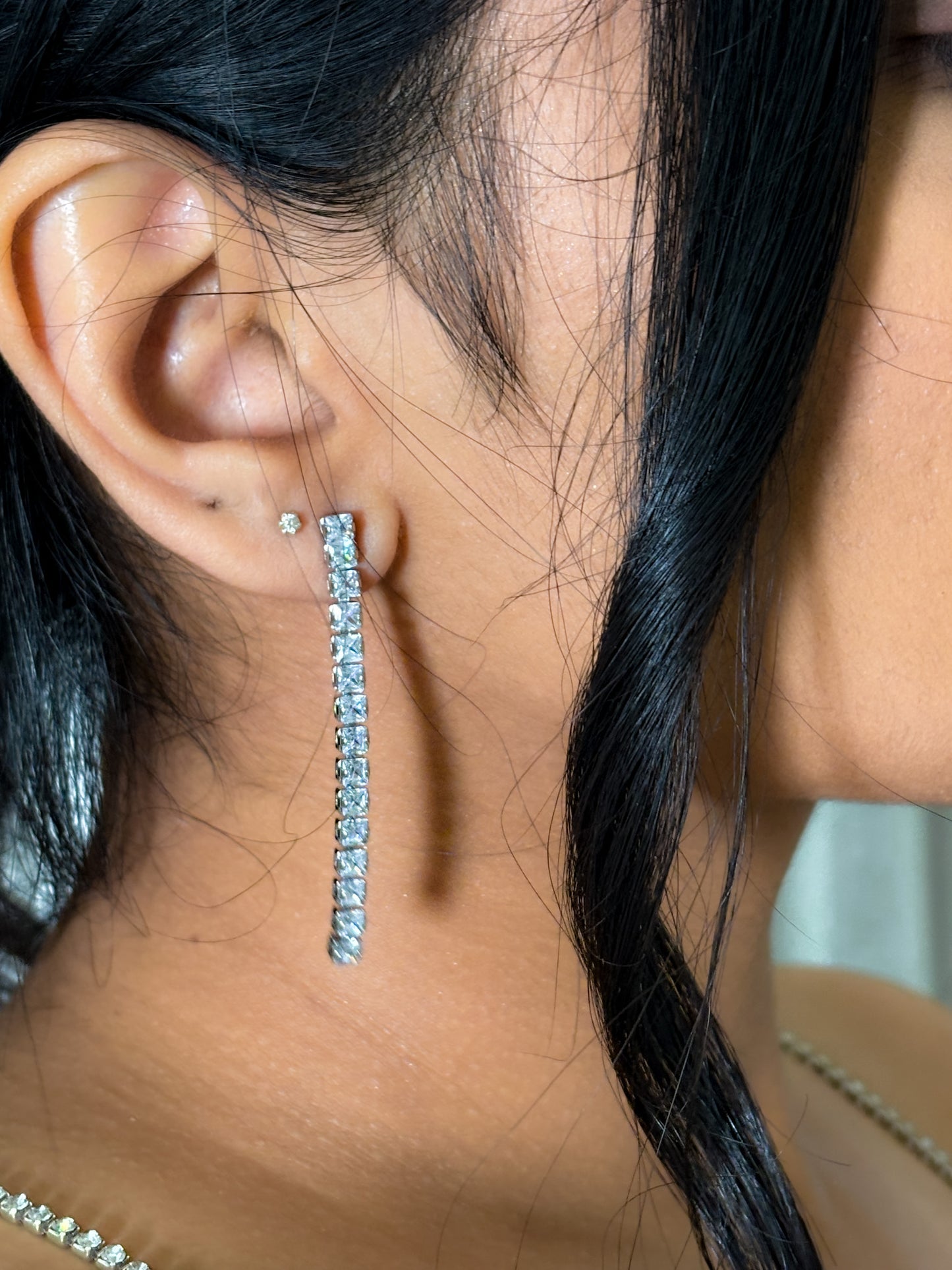 Tennis Rhinestone Earrings - 18K Gold Plated | Waterproof | Anti-Tarnish