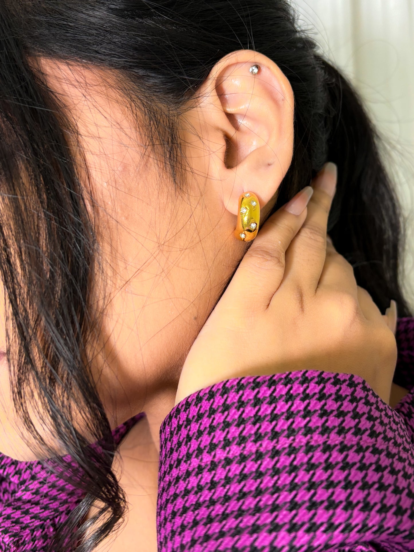 Studded Chunky Hoops - 18K Gold Plated | Waterproof | Anti-Tarnish