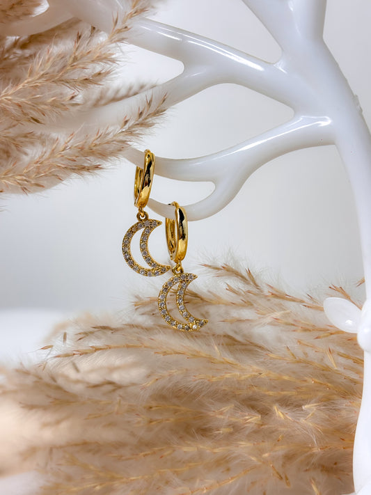 Moon Drop Earrings - 18K Gold Plated | Waterproof | Anti-Tarnish