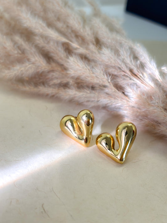 Chunky Heart Earrings - 18K Gold Plated | Waterproof | Anti-Tarnish