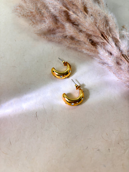 Studded Chunky Hoops - 18K Gold Plated | Waterproof | Anti-Tarnish
