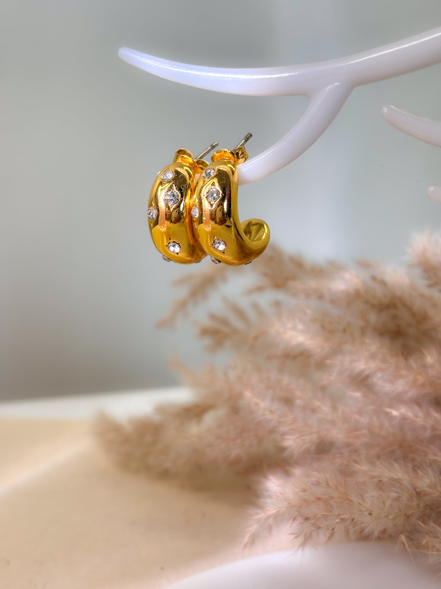 Studded Chunky Hoops - 18K Gold Plated | Waterproof | Anti-Tarnish