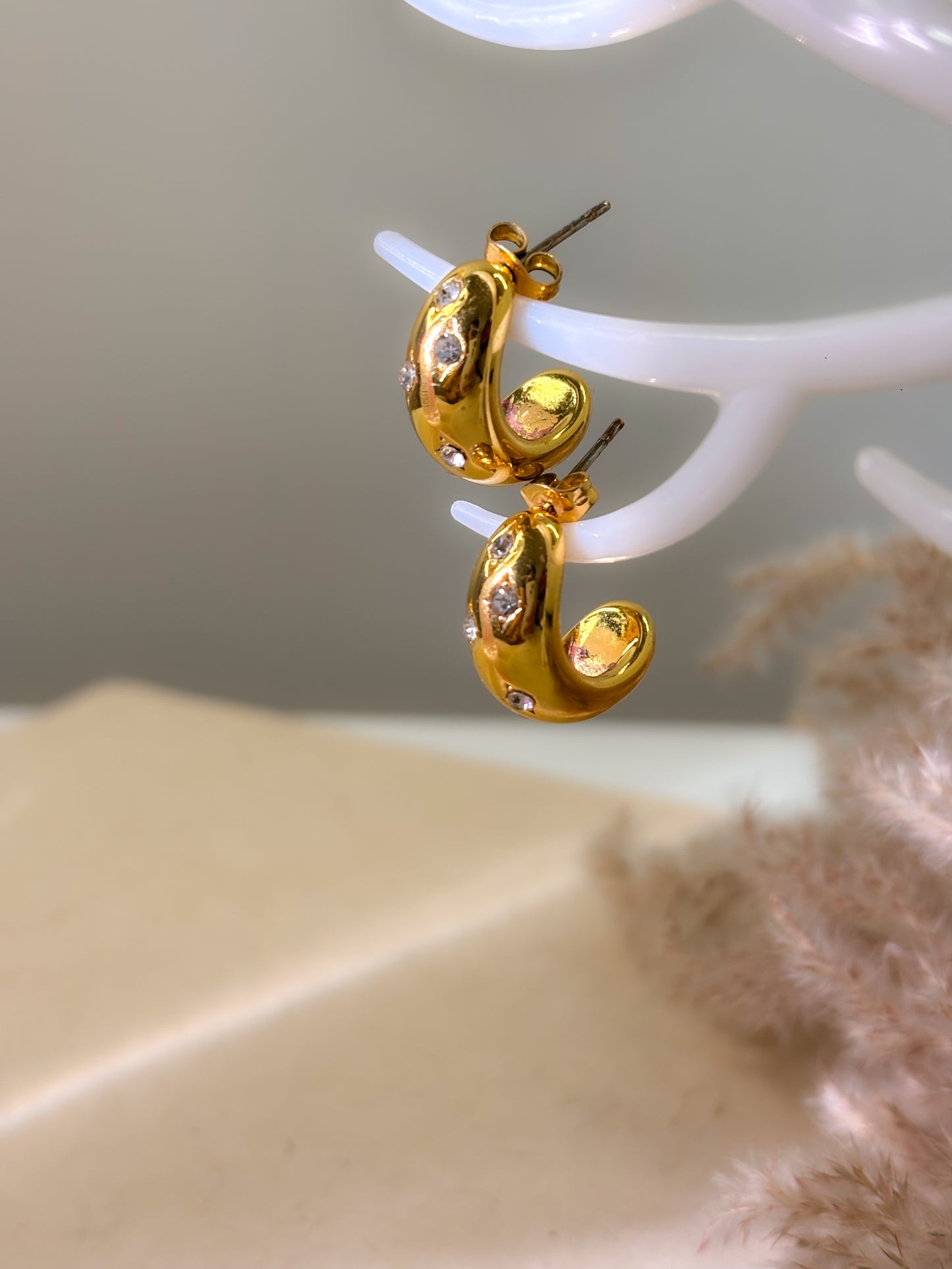 Studded Chunky Hoops - 18K Gold Plated | Waterproof | Anti-Tarnish