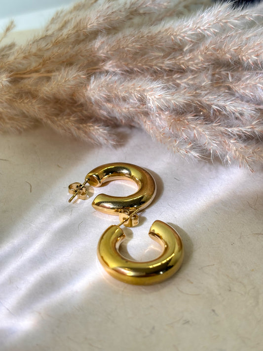 Chunky Hoop Earrings - 18K Gold Plated | Waterproof | Anti-Tarnish