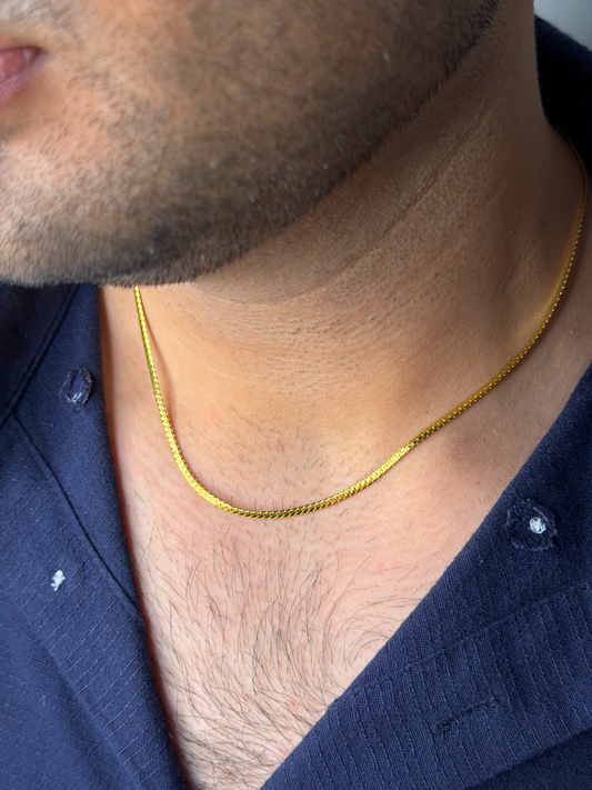 Men's Sleek Flat Chain Necklace - 18K Gold Plated | Waterproof | Anti-Tarnish