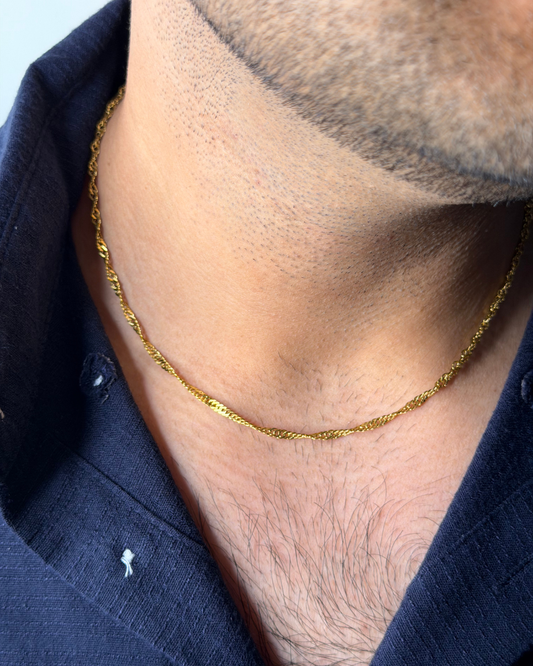 Men's Twisted  Rope Chain Necklace - 18K Gold Plated | Waterproof | Anti-Tarnish